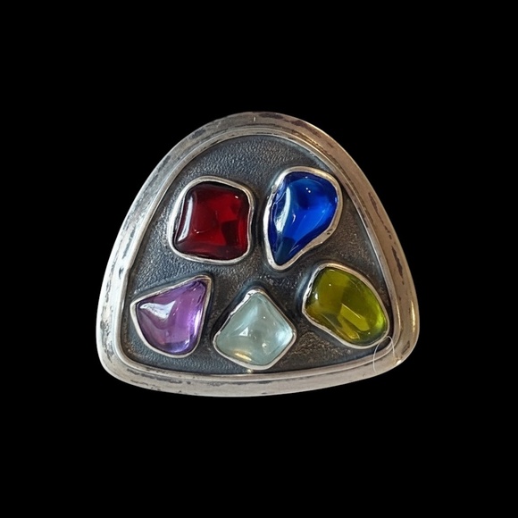 H. Fred Skaggs Modernist Sterling Silver Signed Set of 2 Brooches w/Tourmaline C - Picture 7 of 15